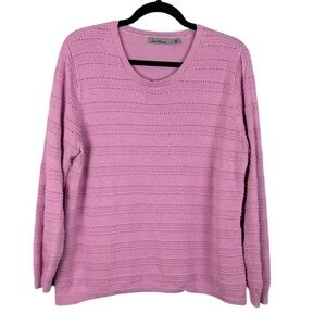 Jason Maxwell Casual Cotton Blend Crew Neck Ribbed Knit Sweater XXL Pink